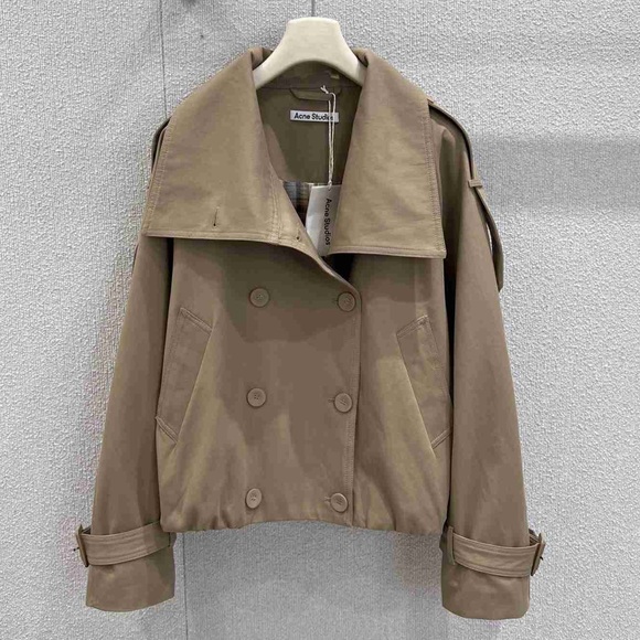 Meet the Posher Jackets & Blazers - Acne Studios Cropped Trench Coat Khaki - Double Breasted Short Trench Jacket